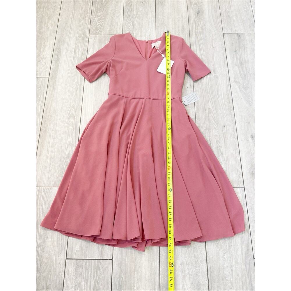 Gal Meets Glam Dress Edith City Crepe Fit & Flare Midi Mauve Pink Size 12 New - Picture 14 of 14